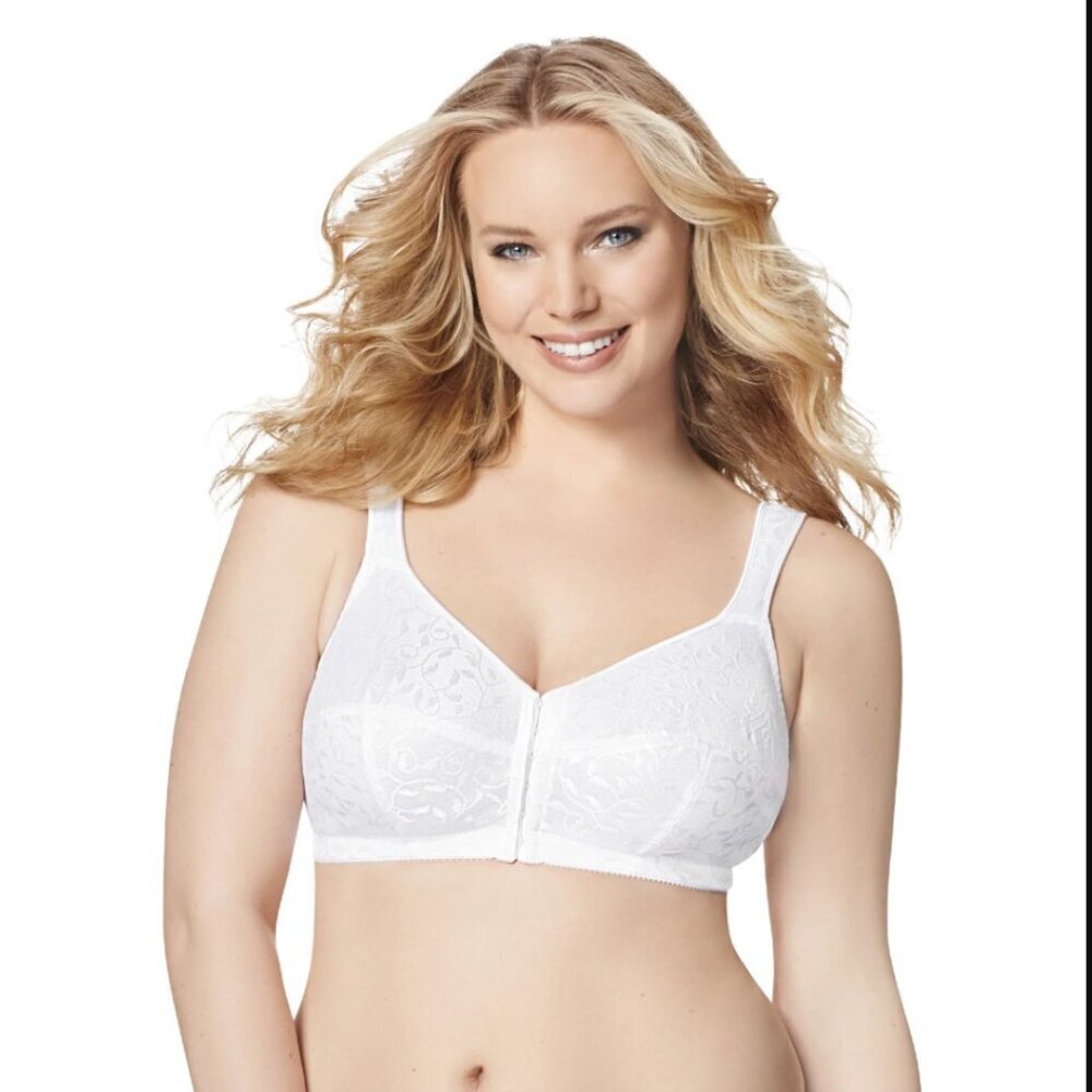 PLAYTEX Women's Wireless Bra Easy-On Front Close Wireless Bra, Style 1107 White
